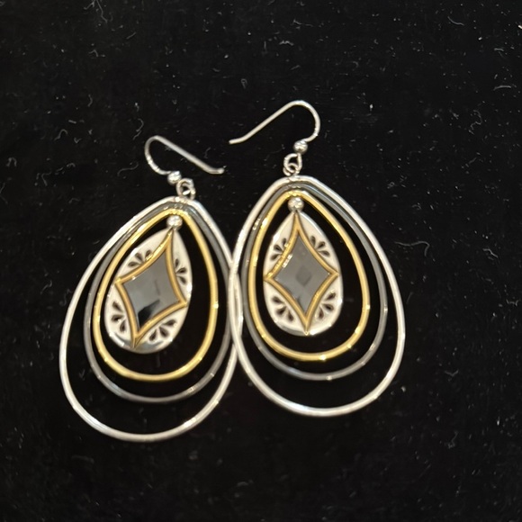 Brighton Silver, Gold And Black Teardrop Earrings - Picture 1 of 3